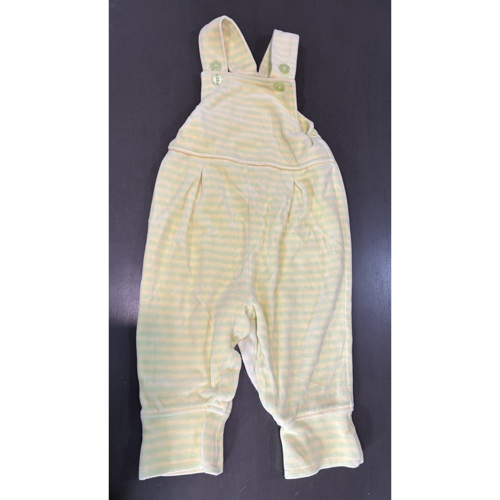 Hanna Andersson Baby Yellow Green Striped Romper Overalls Sz 60 (3-6M)